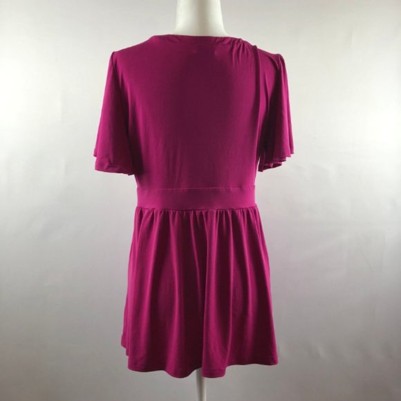 Torrid Pink Keyhole Front Flutter Sleeve Faux Wrap - Picture 8 of 8